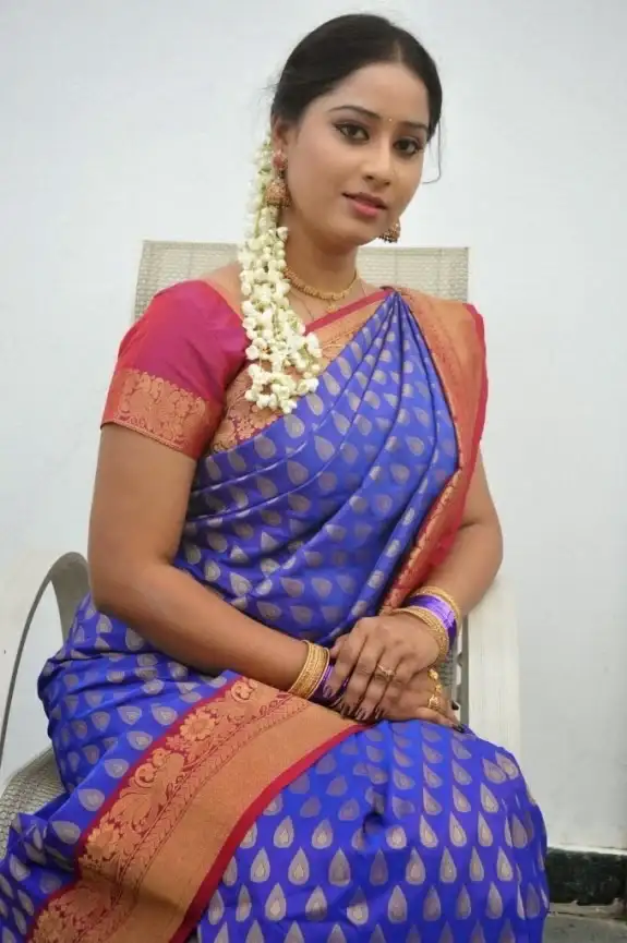 GLAMOROUS INDIAN TV SERIAL ACTRESS SNEHA IN BLUE SAREE 4